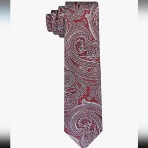 NEW Madison Men's Designer Necktie. Burgundy/Gray Paisley.